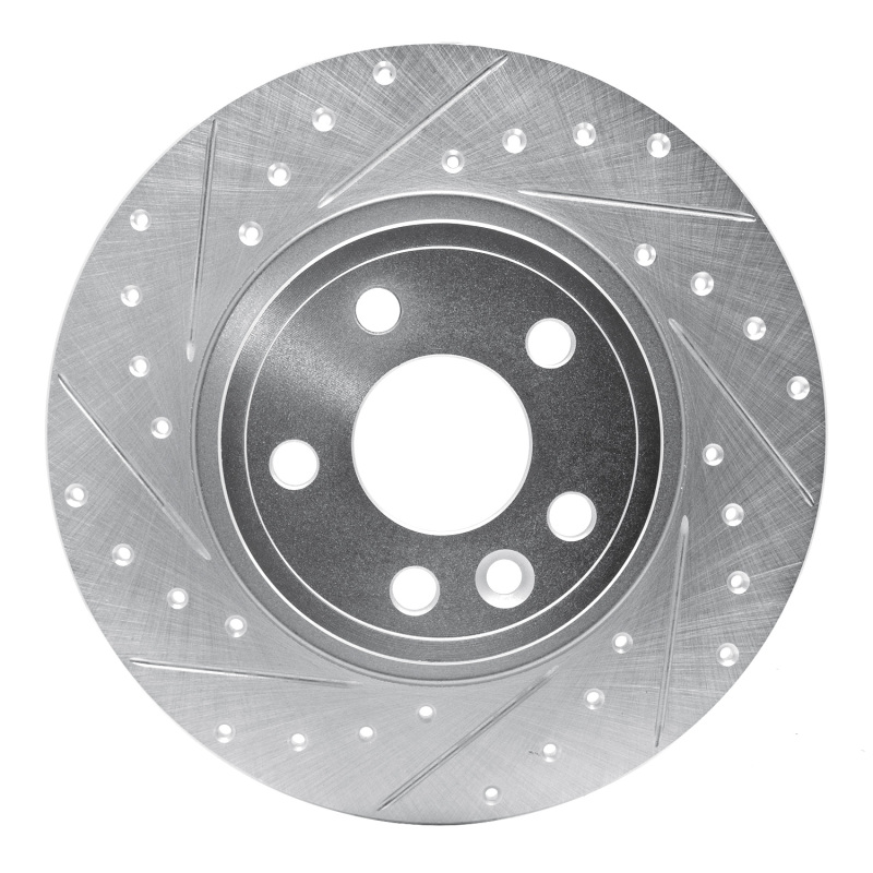 Jaguar E-Pace Brake Rotor (1) - Rear Left - R1 Concepts - Drilled & Slotted - Silver - `15-`20